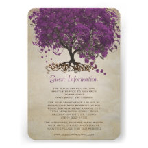 Purple Heart Leaf Tree Wedding Information Card