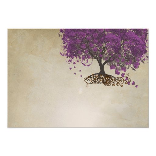 Purple Heart Leaf Tree Wedding Invites