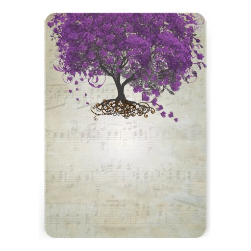 Purple Heart Leaf Tree Wedding Invites