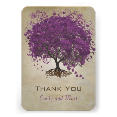 Purple Heart Leaf Tree Wedding Invites