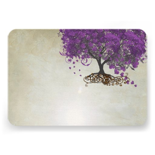 Purple Heart Leaf Tree Wedding Invites