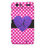 Purple Heart monogram polka dots Motorola Droid RAZR Cases