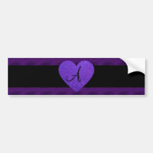 Purple heart monogram roses bumper sticker