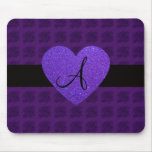 Purple heart monogram roses mousepads