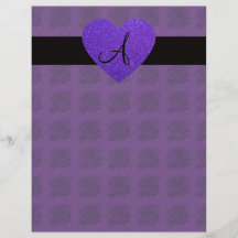 Purple heart monogram roses personalized flyer