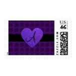 Purple heart monogram roses postage stamps
