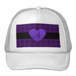 Purple heart monogram roses trucker hats