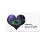 Purple Heart Peacock Feather Custom Address Labels