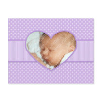 Purple Heart Photo Birth Announcement Template postcards