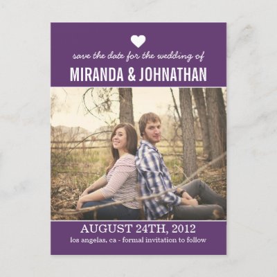 Purple Heart Photo Save The Date Post Cards