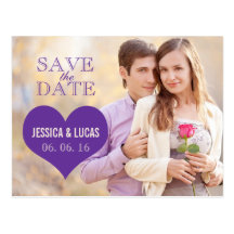 PURPLE HEART PHOTO SAVE THE DATE POSTCARD
