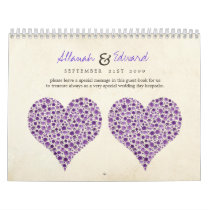 Purple Heart Roses Wedding Guest Sign Book Wall Calendar