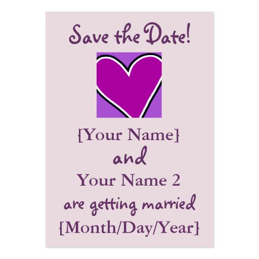 Purple Heart Save the Date Cards Business Cards (front side)