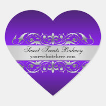 Purple Heart Scroll Cupcake Baking Label Sticker