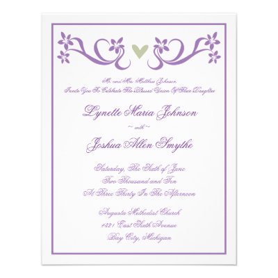 Purple Heart Simple Accent Wedding Invitations