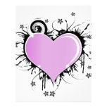 Purple Heart Tattoo Style with Flowers Custom Letterhead