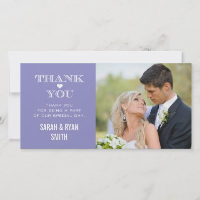 Purple Heart Wedding Photo Thank You Cards Personalized Photo Card
