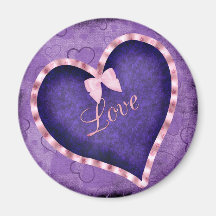 Purple Heart with Love Refrigerator Magnets