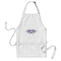 purple heart with roses & vines aprons