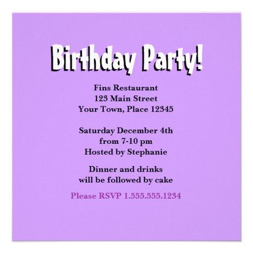 Purple Heart with Zebra Print Party Invitation
