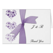 purple Hearts and Ribbons Thank you card