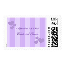 Purple Hearts And Stripes Wedding Postage postage
