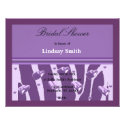 Purple Hearts and Zebra Print Bridal Shower Personalized Invite
