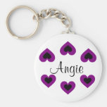 Purple Hearts Customizable Valentine Name Keychain