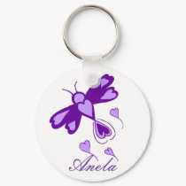 Purple Hearts dragonfly template name key chain keychains