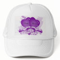 Purple Hearts & Flowers Personalized Bride's Hat hat
