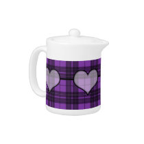 Purple Hearts Plaid Teapot teapots