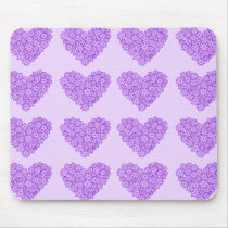 Purple Hearts with flowers mousepad