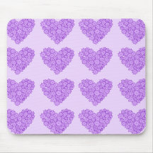 Purple Hearts with flowers mousepad
