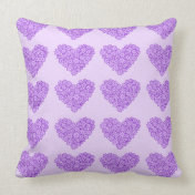 Purple Hearts with flowers Pillow