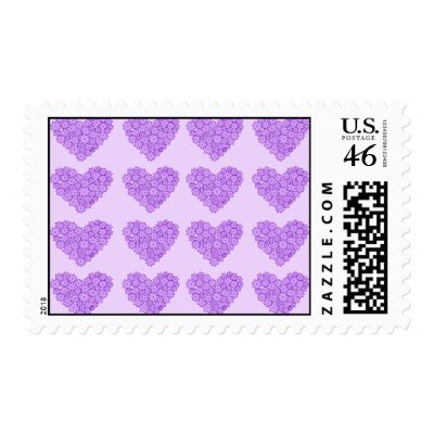 Purple Hearts with flowers Postage