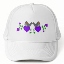 Purple Hearts with Happy Birds hats