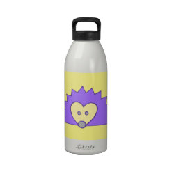Purple Hedgehog on Yellow Reusable Water Bottles
