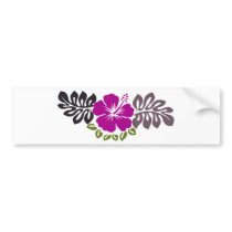 Purple hibiscus and leaves bumper sticker