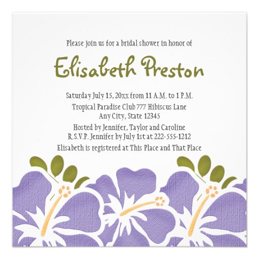 Purple Hibiscus Bridal Shower Invitations