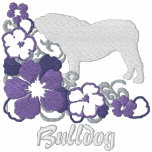 Purple Hibiscus English Bulldog Embroidered Hoody