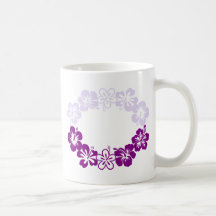 purple hibiscus lei garland coffee mugs