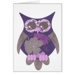 Purple Hibiscus Owl Card