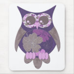 Purple Hibiscus Owl Mousepad