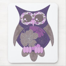 Purple Hibiscus Owl Mousepad