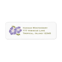 Purple Hibiscus Return Address Labels Custom