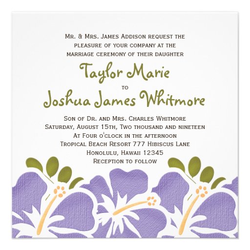 Purple Hibiscus Wedding Invitations