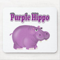 Purple Hippo Mouse Pad