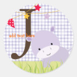 Purple Hippo stickers/add monogram/diy background