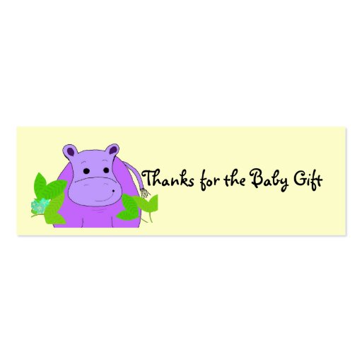 Purple Hippo Thanks for the Baby Gift Business Card Template (front side)