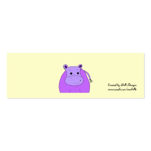 Purple Hippo Thanks for the Baby Gift Business Card Template (back side)
